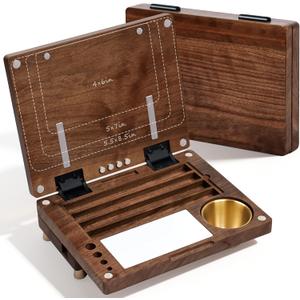 Black Walnut Wooden Watercolor Palette for Schmincke,Travel Paint PalettePochade Box for Painting with Base,Portable Plein Air Easel for Watercolor,Gouache, Acrylic, Oil Painting