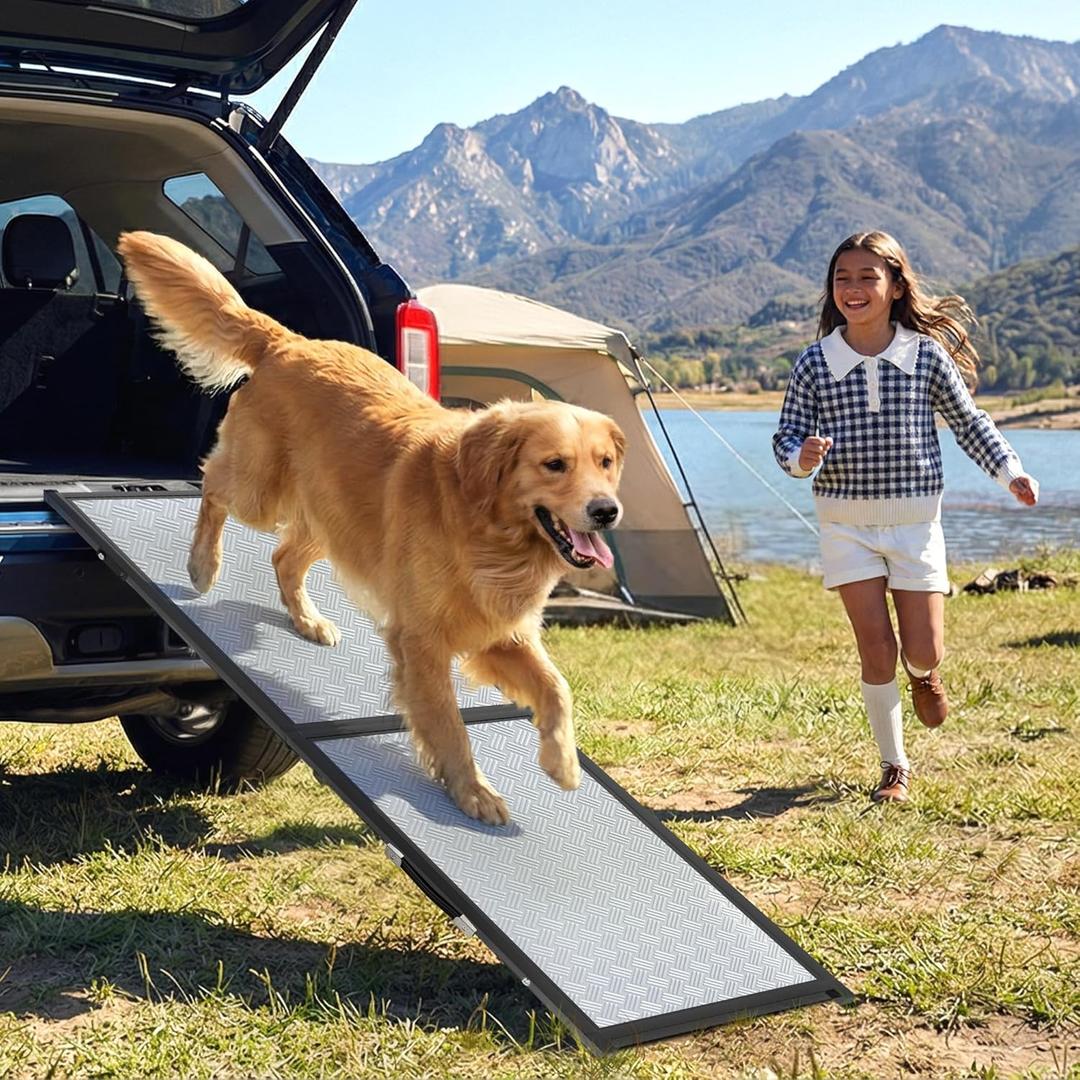 XLarge Dog Ramp for Car, SUV & Truck 71" Joint & Spine Relief, Anti-Slip Surface, Heavy-Duty, Stable, Up to 200 lbs