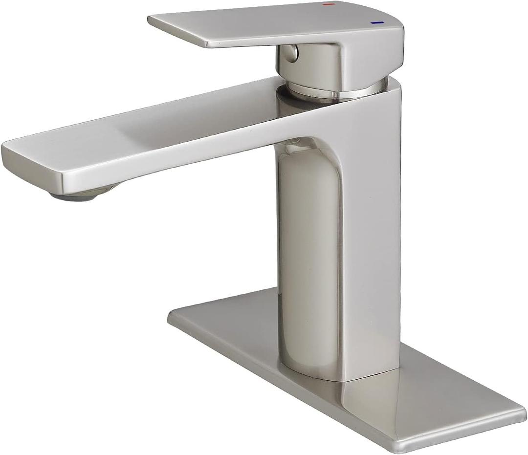 Single Handle Bathroom Sink Faucet, Brushed Nickel