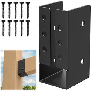 Concealed Joist Hanger (6 Pack), 2"x4" Outdoor Concealed-Flange Joist Bracket with Screws, Q235B Steel Powder Coated Concealed Mount Light Joist Hangers for 2"x4" Beam, Swing, Handrail, Fence