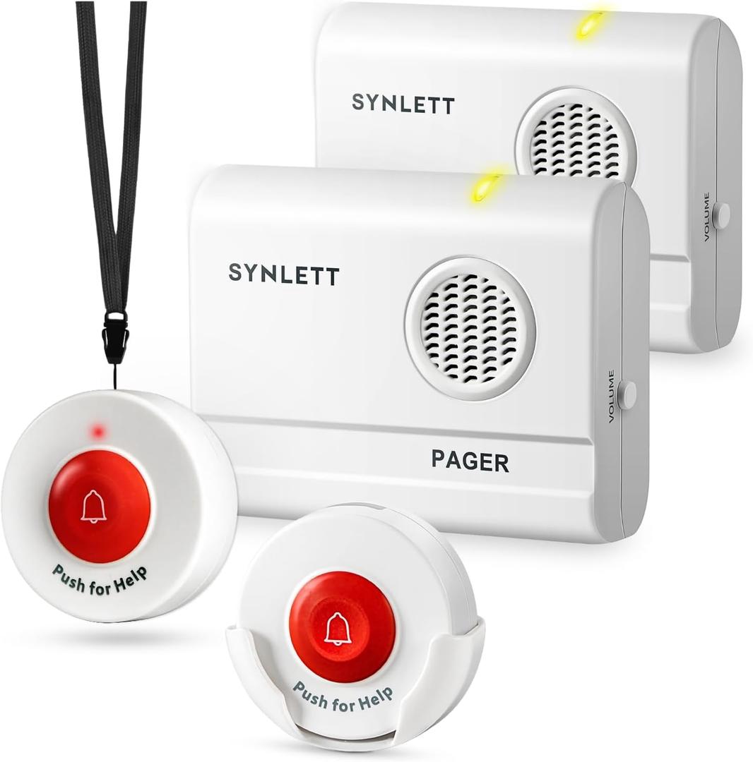 Caregiver Pager Call Button Wireless Call Bell Alert Buttons for Patients Elderly Seniors Home Portable Nurse Call System Bed Alarm Fall Prevention Emergency