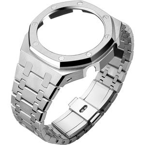 GA2100 Metal Watch Band Case Replacement Kit, Stainless Steel Strap Bezel Accessories Compatible with Casio Mens G-Shock GA2100/GA-2110 Watches (Silver)