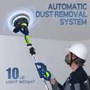 Drywall Sander, 2025 Upgraded 8-Amp Popcorn Ceiling Removal Tool with 7 Variable Speed 800-1800RPM, Drywall Sander with Vacuum Dust Collector with Extendable Handle, LED Light,12pcs Sanding Discs,Blue