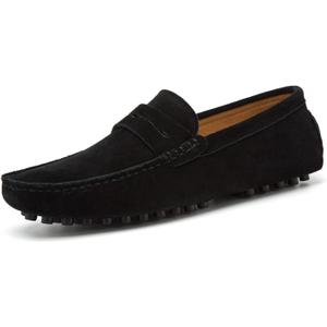 Go Tour Men's Penny Loafers Moccasin Driving Shoes Slip On Flats Boat Shoes (6.5, Black)