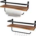 PHUNAYA Floating Shelves,Wall Mounted Shelf for Kitchen,Living Room,Bedroom,Bathroom Storage,Rustic Wood,Set of 2(Carbonized Black)