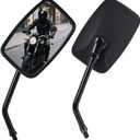 Universal Motorcycle Mirrors - M10 Black Rectangle Handlebar Rearview Mirrors Compatible with Honda Shadow MSX125 Kawasaki Vulcan Z900 Suzuki SV650 Volusia