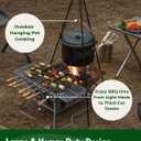 CAMPINGMOON Large Portable Campfire Fire Pit BBQ Grill Stainless Steel Foldable Collapsible Wood Burning Charcoal Grill for Heavy Duty Outdoor Cooking RV Camping, 20x13-inch, Carry Bag included MT-3