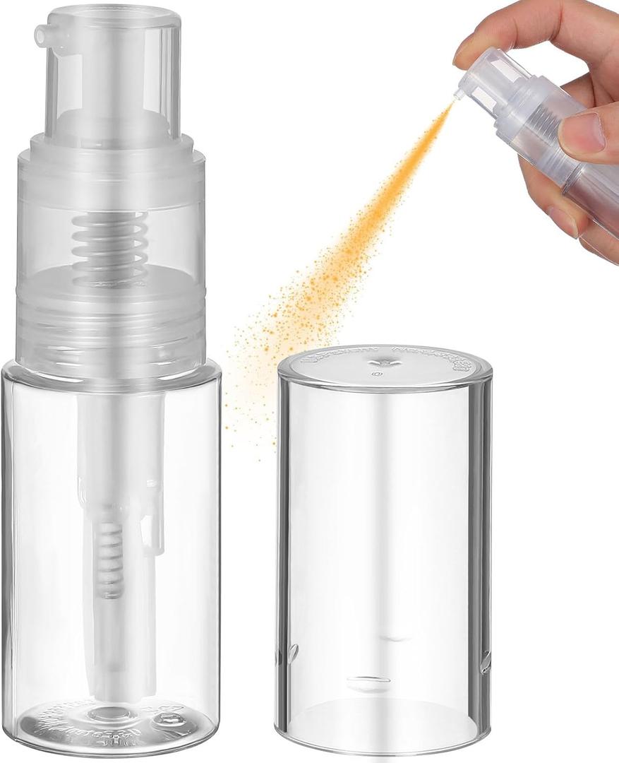 Powder Bottle Spray Travel Powder Dispenser Jar Travel Cosmetics Blower Refillable Hair Fiber Applicator for Salon Home35ml (1.2 Ounces, Transparent)