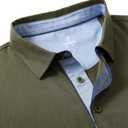 Men's Business Long and Short Sleeve Polo Shirts Mercerized Cotton Blend Casual Stylish Collared Shirts (Green, XL)