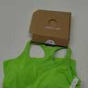Ribbed Workout Short Racerback Tank Tops for Women with Built in Bra, Glow-Green, Medium