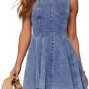 KDF Denim Dress for Women Sleeveless Babydoll Tank Jean Dress Slim Fit A-Line Summer Dresses for Women 2026 (Medium Blue)