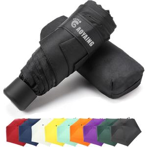 GAOYAING Compact Travel Umbrella with Case Sun&Rain Lightweight Small and Compact Suit for Pocket (34 Inches, Black)