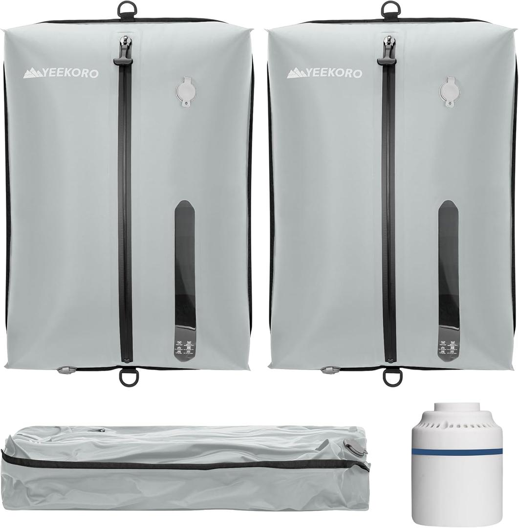 Vacuum Bag for Travel, Professional IPX8 Waterproof Reusable Vacuum Compression Bags for Travel Suitcases, Durable Space Saver Bag(2 PACK,With Pump) (Grey)