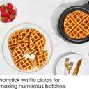 Chefman Anti-Overflow Belgian Waffle Maker w/Shade Selector, Temperature Control, Mess Free Moat, Round Iron w/Nonstick Plates & Cool Touch Handle, Measuring Cup Included, Black