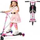Swing Scooter for Kids, 3 Wheels Foldable Wiggle Kick Scooter Push Drifting with 4 Adjustable Handlebar & 2 Rear LED Wheel for Boys and Girls Ages 3-8