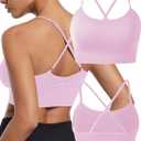 Women's Crossback Mid Impact Sports Bra with Removable Cups - Medium Support, Racerback Design (Blue)