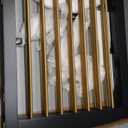 Freestanding Pet Gate for Dogs, Foldable Wooden Dog Gate for House, Indoor Dog Gate for Doorways, Stairs, Step Over Pet Puppy Safety Fence, Support Feet Included,24" Height 3 Panels,Black&Gold