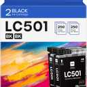 LC501 Ink Cartridges Compatible for Brother LC501 LC501XL LC 501 XL Work for Brother MFC-J1260DW MFC-J1360DW MFC-J1410DW Printer (2 Black)
