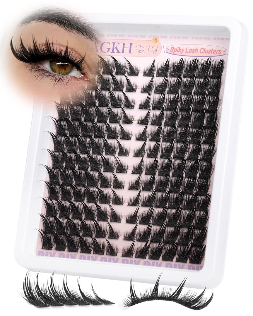 Lash Clusters Fox Eye Spikes Eyelash Extension Wispy Manga Cluster Eyelashes Fairy Spiky Cluster Eyelash Extensions 144Pcs Cat Eye Individuals Lashes Long DIY Volume Anime Lash Extension