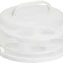 Juvale 2-in-1 Round Cake Carrier - Secure Pie Carriers for Two Pies - Portable Cupcake Container with Removable Insert - Spacious Cake Storage for 10-Inch Desserts - White, 12 in x 5.9 in