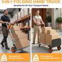 3 in 1 Aluminum Folding Hand Truck Dolly Cart Trolley with Wheels (Orange)
