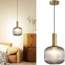 Battery Operated Pendant Light,Glass Battery Ceiling Light Fixtures with Wireless Remote Dimmable,10 Colors Modes Rechargeable Chandelier for Kitchen,Dining Room,Living Room,Bedroom(Clear), One Size