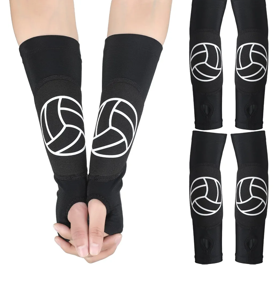 Minatee Volleyball Arm Sleeves Passing Hitting Forearm Sleeves with Protection Pads and Thumb Hole