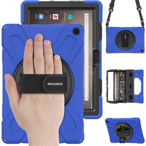 BRAECN Case for Amazon Fire HD 10 11th Generation 2021 / Amazon Fire HD 10 11th Generation 2021, Heavy Duty Kids Case with Hand Strap, Kickstand and Shoulder Strap for Fire HD 10 2021 Tablet-Blue