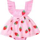 Valcatch Baby Girl Romper Clothes First Birthday Outfit Newborn Infant Ruffle Sleeveless Summer One-Piece Bodysuit Jumpsuit