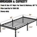 18 Inch Twin XL Bed Frame, Heavy Duty Metal Platform with Integrated Anti-Slip Design to Prevent Mattress Sliding, with Storage Space, No Box Spring Needed, Easy Assembly