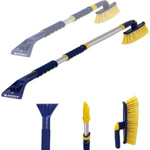 MICHELIN Snow Brush for Car Windshield Ice Scraper with 34-50 Hybrid Extendable Handle Ergonomic Multi-Tool Detachable Swivel Head Non-Slip Foam Grip Heavy Duty Snow Remover for SUV, Truck