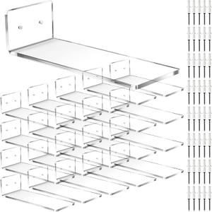 Treela 20 Pack Floating Shoe Shelves for Wall Acrylic Floating Sneaker Shelves Display Shoe Wall Shelf Easy to Install Collections Includes Cross Screws Expansion Tubes(Clear,Large,Rectangle)