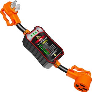 CARMTEK RV Surge Protector 50 Amp - RV Circuit Analyzer with Integrated Surge Protection - Smart 50 Amp Surge Voltage Defender with Grip Handles