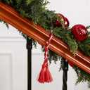 Dingion 20 Pcs Christmas Garland Decorative Banister Ties with Tassel 25.2 Inches Christmas Reusable Twist Ties for Garland Fireplace Staircase Banister Home Xmas Holiday Decorations(Red, White)