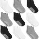 Infinno Baby Non Slip Ankle Socks 9 Pairs - Toddler Socks with Grips for Kids, Infants Boys and Girls 6-24 Months, 1T-7T