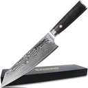 EANINNO Chef Knife 8 inch, Damascus Japanese Kitchen Knife with Sharp 67 Layer Vg10 Damascus Stainless Steel Professional Cutting Meat Vegetable