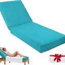 Outdoor Chaise Lounge Cushion 80"x26"x6", Waterproof 6" Extra Thickness Lounge Cushion with Removable Cover, Patio Lounge Chair Cushions for Outdoor Furniture, Lake Blue
