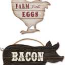 DII Farmhouse Wall Art Sign, Chicken and Pig, 2 Piece