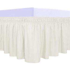1 PC Wrap Around Elastic Dust Ruffles Bed Skirt- Ivory | Queen Size Skirt/Bed Frame-100% Cotton 600 Thread Counts Easy to Put On/Off 18" Tailored Drop Length Ultimate Collection for Bed Set