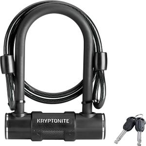 Kryptonite Bike U-Lock with Braided Steel Cable, High Security Anti-Theft Bicycle U Lock, 12mm Shackle and 8mm x4ft Length Security Cable with Keys for Scooter Road Mountain Bikes