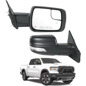 JDMSPEED Right Passenger Side Door Mirror Compatible with 2019-2025 Ram 1500 with Power Folding Heated Power Glass Turn Signal Puddle Light Blind Spot Detection Textured Black(11Pin)