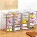 YFXCVSL Acrylic Makeup Organizer with 31 Drawers, 6 Pack Clear Storage Drawers, Bathroom Makeup Organizer for Palettes, Cosmetic, and Beauty Supplies,Ideal for Vanity, Cabinet,Desk Organization