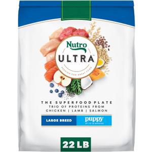 Nutro Ultra Dog Food, Dry Large Breed Puppy Food, Chicken, Lamb and Salmon Protein Trio, 22 lb. Bag (EXP 01/01/27)