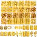 Lucomb 220 Pcs Gold Hair Jewelry for Braids, Loc Jewelry for Hair Dreadlock, Loc Charms for Women, Metal Gold Braids Rings Cuffs Clips for Dreadlock Accessories Clip Braids Extensions Decorations