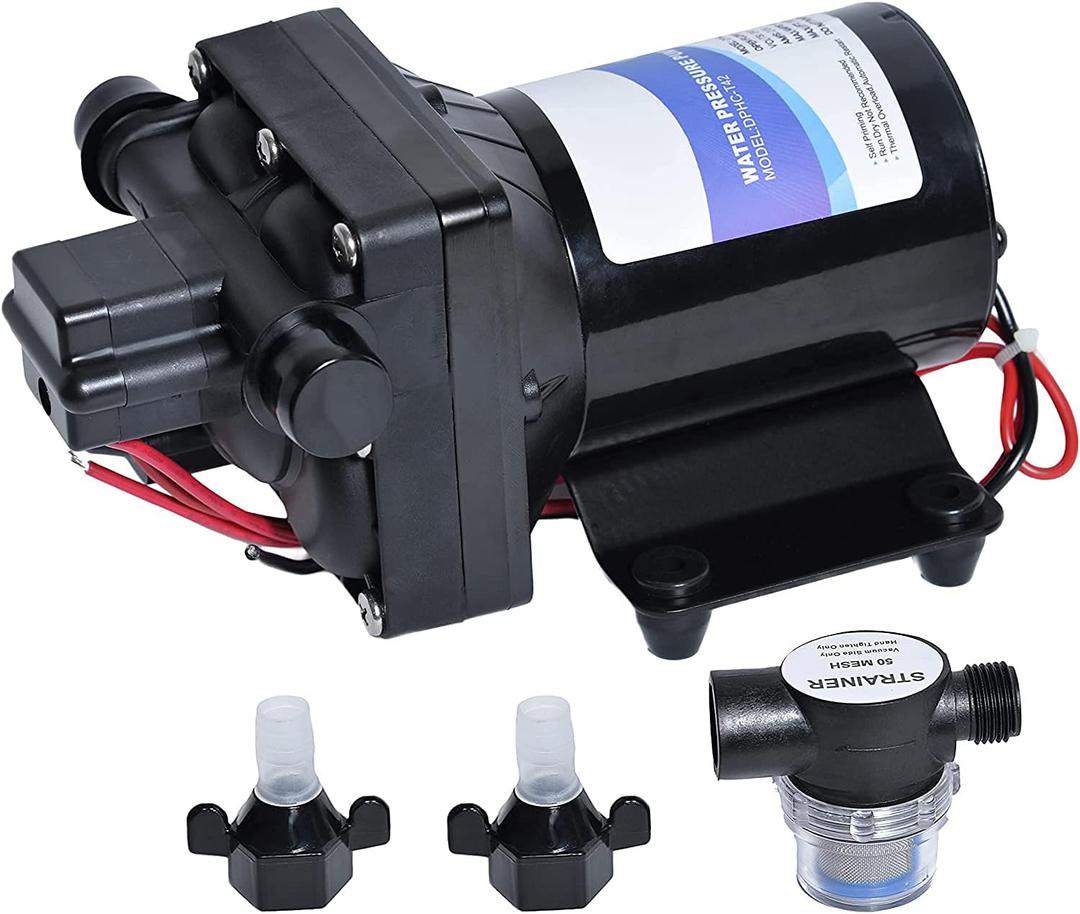 Water Pump 4008-101-E65 42-Series 12V 3.0GPM 55PSI Diaphragm Pump Compatible with RVs, Ships, Yachts, and Boats - Self-Priming 9.8 Feet