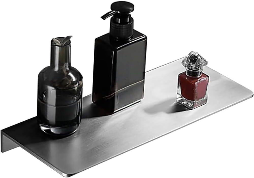 12Inch Stainless Steel Wall Mounted Floating Shelf Drilling or Shelf Adhesive Modern Room Decor Wall Shelf Floating Shelf for Bathroom Bedroom Decor (Brushed)