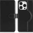 Zouzt for iPhone 14 Pro 6.1" Genuine Leather Wallet Case with Card Holder, for MagSafe Magnetic Wireless Charging, Flip Folio Book Kickstand Shockproof Cover Women Men for iPhone 14 Pro - Black