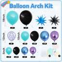 Black Purple Blue Balloon Garland Arch Kit, 120 PCS Metallic Purple Metallic Blue Black Teal Confetti Balloons with Large Star Foil Balloons for Kids Video Game Baby Shower Birthday Party Decorations