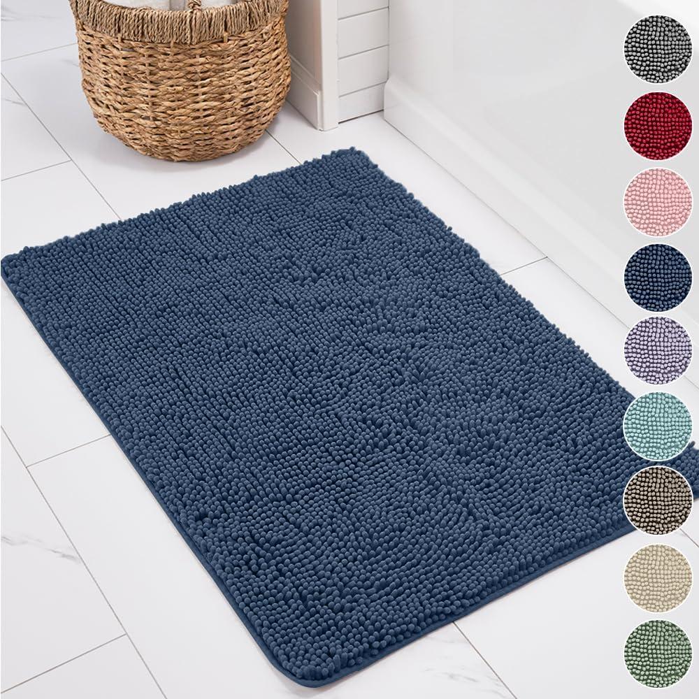 Bathroom Rugs, Chenille Soft Absorbent Bath Rug, Shaggy Shower Mat, Quick Dry Machine Wash Bathmat, Plush Carpet Mats for Tub, Bathtub and Room Home Decor Accessories, 30x20"