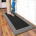 Kitchen Mats for Floor, Super Absorbent Kitchen Rugs Non Slip Washable, Soft Braided Kitchen Runner Rug, Standing Mat Kitchen Sink Mat, Easy to Clean, Black 17x47